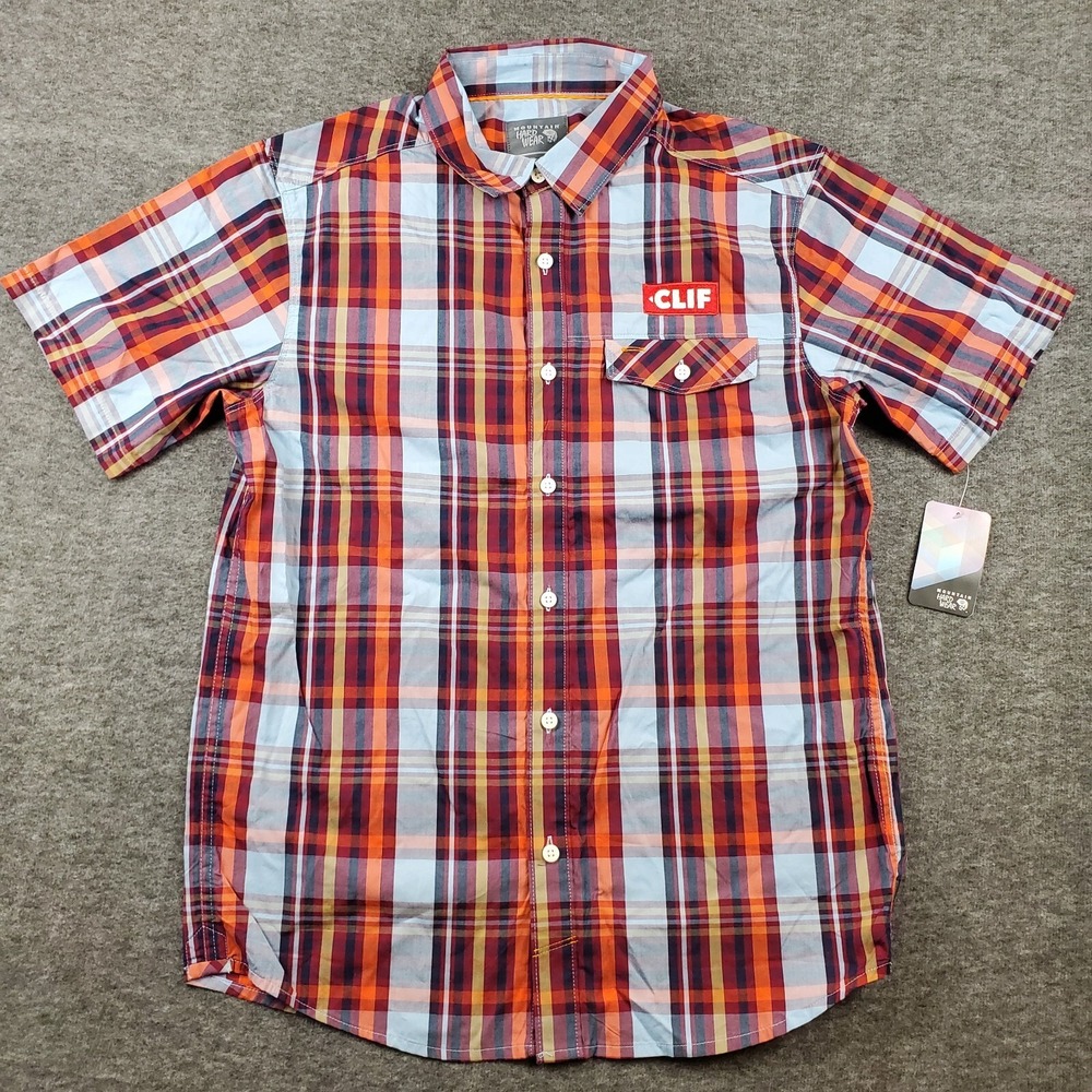Mountain Hardwear Shirt Mens Small Plaid Button‎ Up Short Sleeve Clif Bar Hike